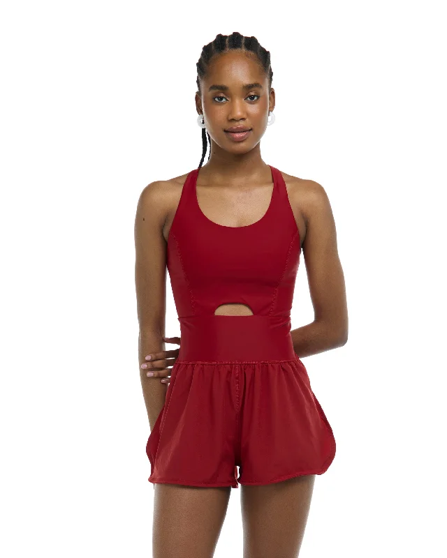 Women's Sleeveless Backless One - Pieces in Black with Cut - Out Details for a Sexy Beach LookSmoothies Mabel One-Piece Runsie - Cranberry Women's Sleeveless Backless One - Pieces in Black with Cut - Out Details for a Sexy Beach LookSmoothies Mabel One-Piece Runsie - Cranberry