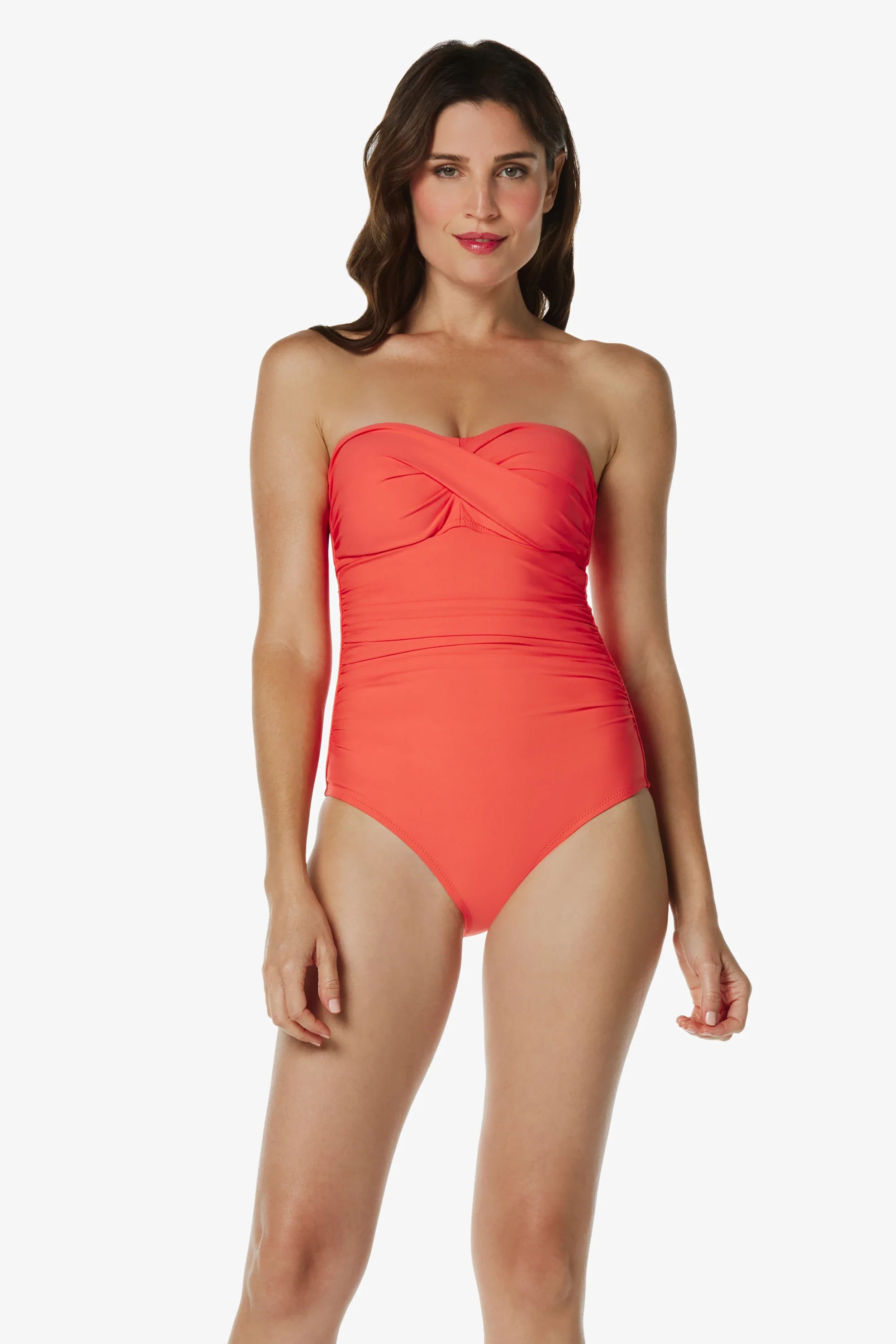 Women's Strapless One - Pieces in Royal Blue with Beaded Accents for a Formal EventTwist Bandeau One-Piece  |  Coral