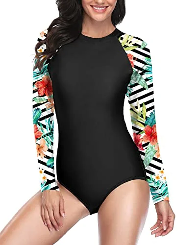 Plus Size Women's Button - Down One - Pieces in Light Blue for a Casual and Comfortable Day OutComfortable Quick Dry One Piece Bathing Suit Rash Guard Long Sleeve Swimsuit-Black And Striped Plus Size Women's Button - Down One - Pieces in Light Blue for a Casual and Comfortable Day OutComfortable Quick Dry One Piece Bathing Suit Rash Guard Long Sleeve Swimsuit-Black And Striped