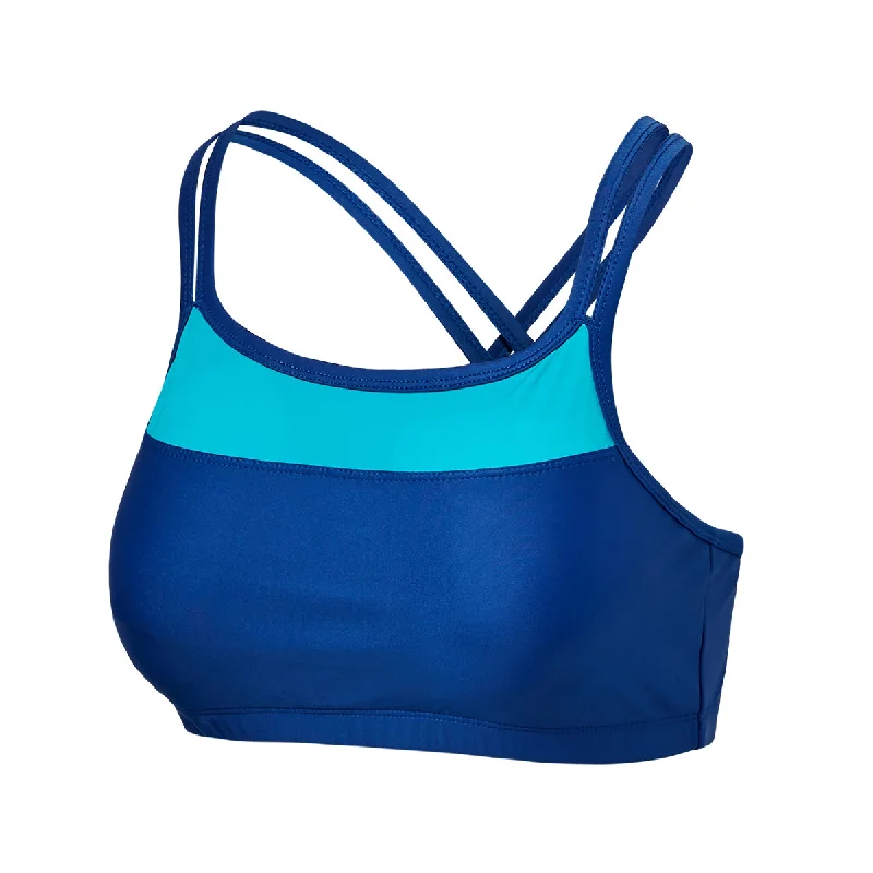 Women's Sheer - Paneled Swim Tops in Blue for a Flirty and Alluring Poolside LookWomen's Crisscross Swim Bra Women's Sheer - Paneled Swim Tops in Blue for a Flirty and Alluring Poolside LookWomen's Crisscross Swim Bra