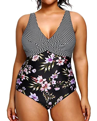 Plus Size Women's Animal Print One - Pieces in Leopard for a Bold and Trendy StatementPlus Size One Piece Swimsuit For Women Tummy Control Slimming Swimwear-Stripes And Flowers Plus Size Women's Animal Print One - Pieces in Leopard for a Bold and Trendy StatementPlus Size One Piece Swimsuit For Women Tummy Control Slimming Swimwear-Stripes And Flowers