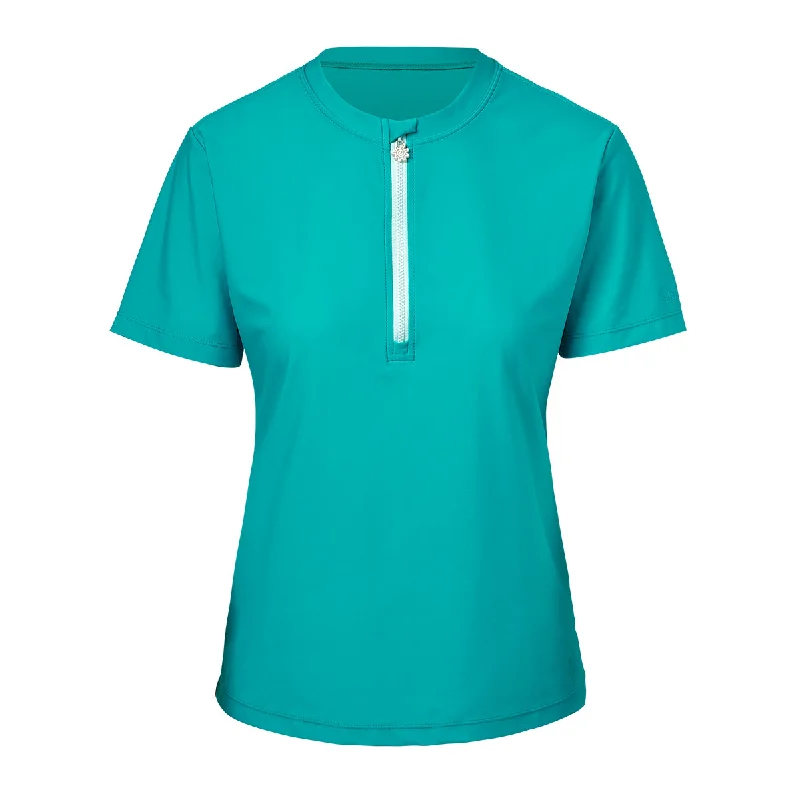 Women's Wireless Sports Swim Tops in Gray for Comfort during Water WorkoutsWomen's Quarter Zip Crew Sun & Swim Shirt | FINAL SALE Women's Wireless Sports Swim Tops in Gray for Comfort during Water WorkoutsWomen's Quarter Zip Crew Sun & Swim Shirt | FINAL SALE