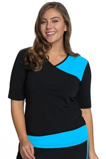 Plus Size Women's Print - Blocked Swim Tops in Multicolor for a Trendy and Fashion - Forward LookWrap Swim Shirt - Chlorine Proof Plus Size Women's Print - Blocked Swim Tops in Multicolor for a Trendy and Fashion - Forward LookWrap Swim Shirt - Chlorine Proof