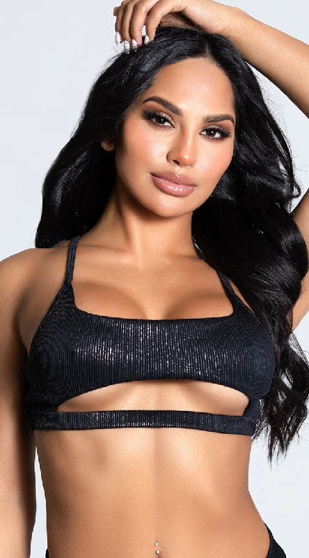 Women's Cut - Out Swim Tops in White with Geometric Shapes for an Edgy Beach StyleYandy I Gliterally Can't Bikini Top Women's Cut - Out Swim Tops in White with Geometric Shapes for an Edgy Beach StyleYandy I Gliterally Can't Bikini Top